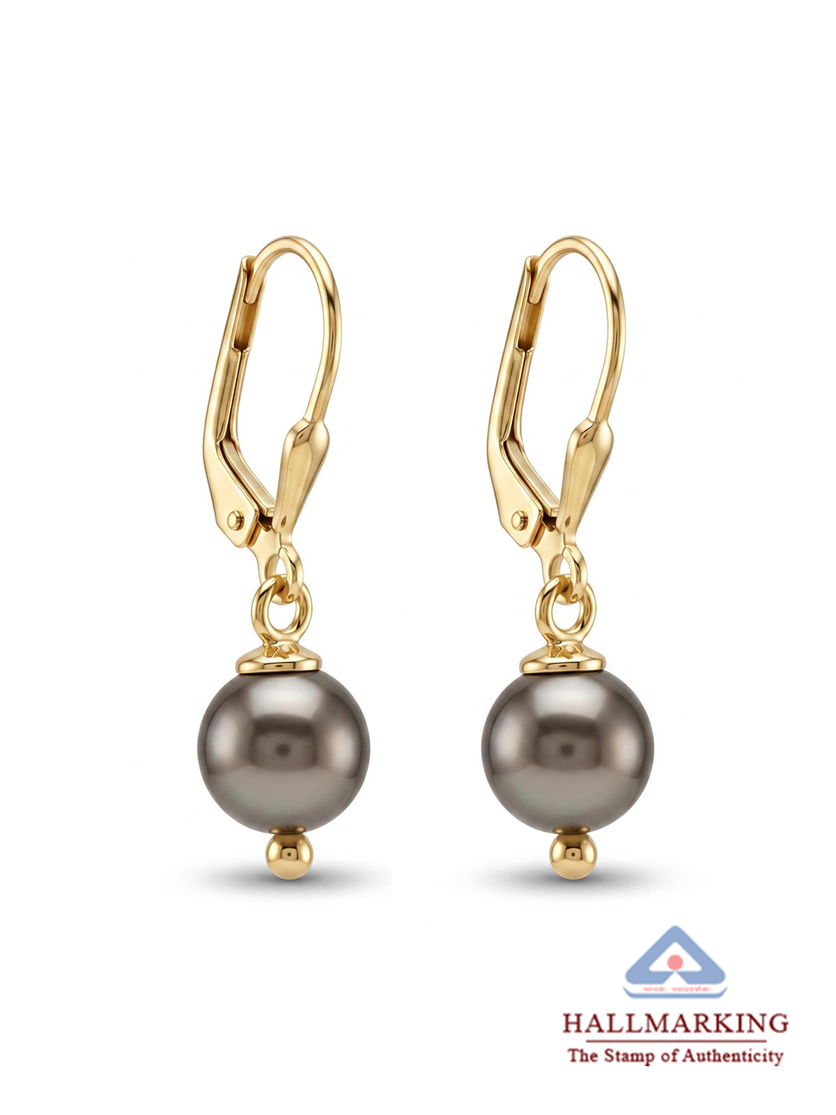 Grey Pearl Leverback Earrings