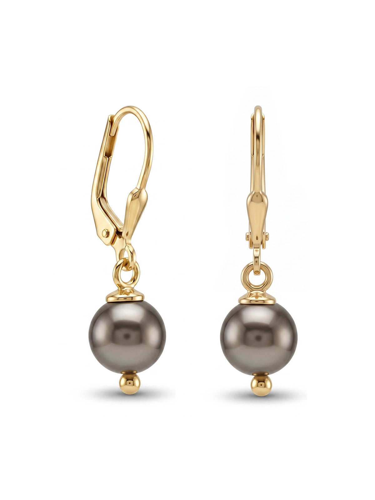 Grey Pearl Leverback Earrings