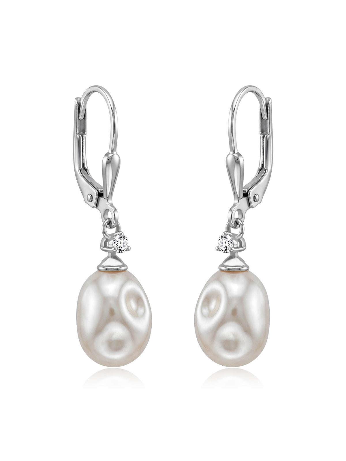 Silver Pearl Drop Dangler Earrings