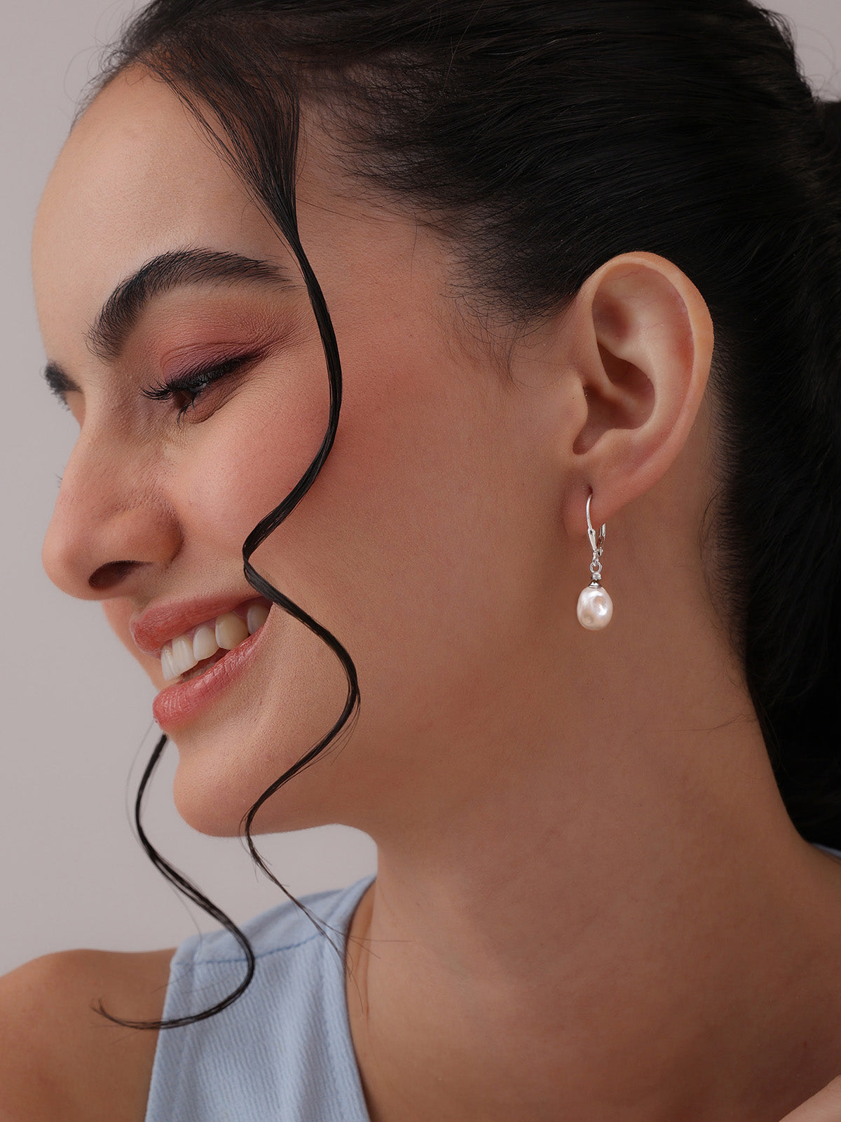 Silver Pearl Drop Dangler Earrings