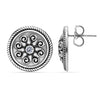 925 Sterling Silver Designer Cz Oxidized Floral Stud Earrings for Women and Girls