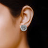 925 Sterling Silver Designer Cz Oxidized Floral Stud Earrings for Women and Girls