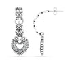 925 Sterling Silver Oxidized Ethenic Zircon Studded Floral Dangler Earrings for Women and Girls