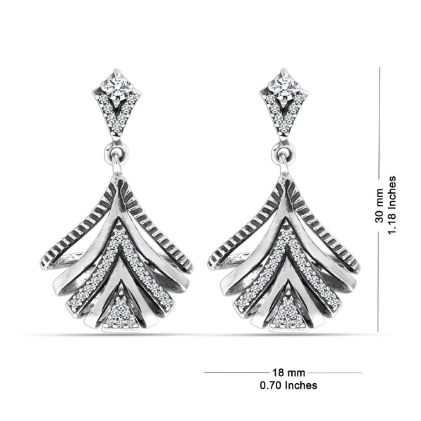 925 Sterling Silver Designer White Cz Dangler Earrings for Women and Girls