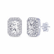 Cubic Zirconia Rectangle Micro Pave Stud Earrings