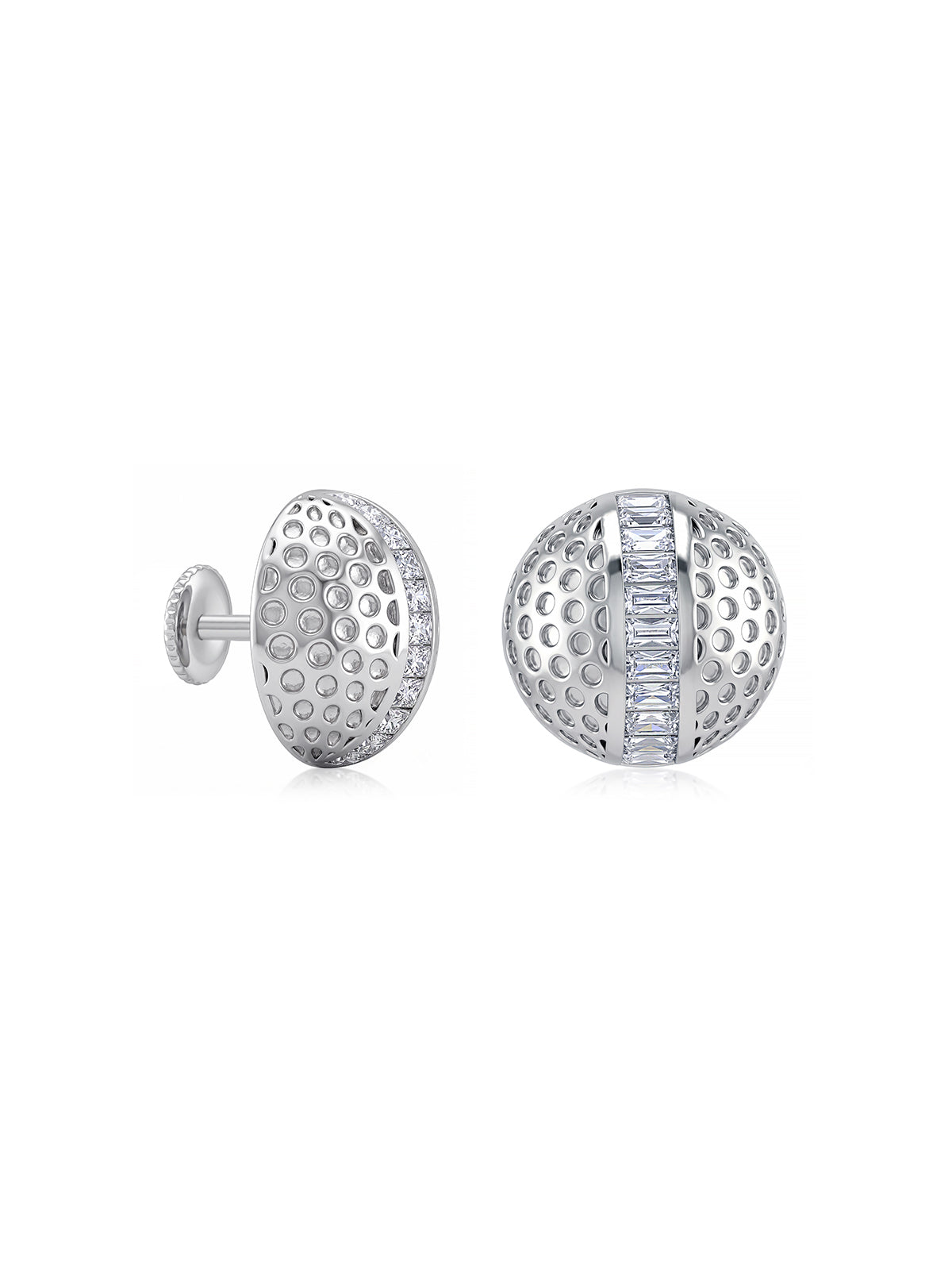 Textured Dome CZ Stud Earrings