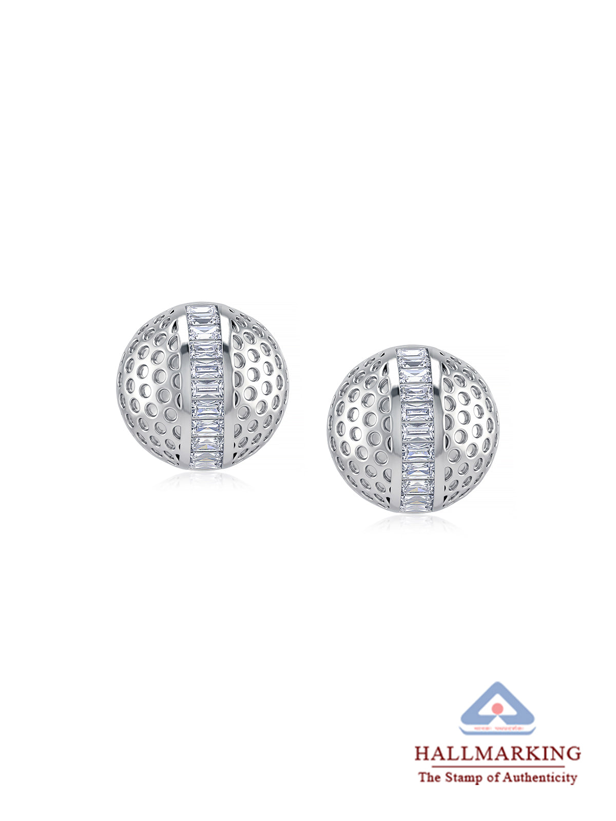 Textured Dome CZ Stud Earrings