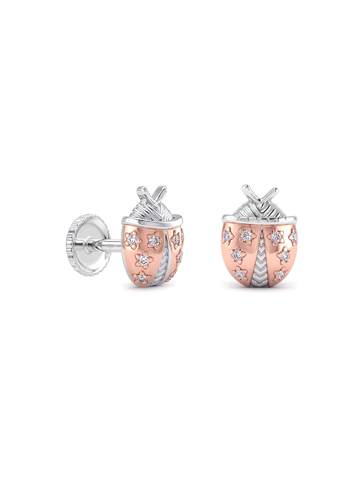 Rose Gold Floral CZ Stud Earrings