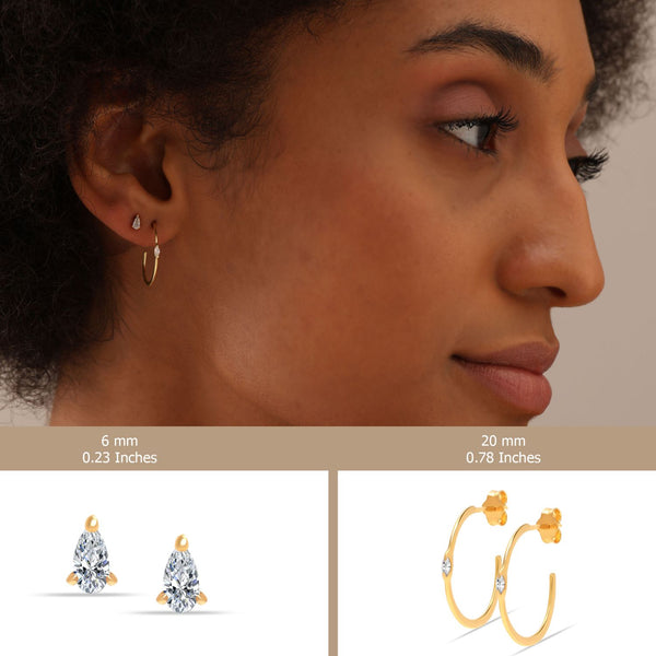 925 Sterling Silver 14K Gold Plated CZ Stud and Hoop Earrings for Women Set of 2 Pairs