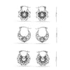 925 Sterling Silver Small Set of 3 Pair Antique Filigree Hoop Earrings for Women Teen