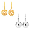 925 Sterling Silver Light-Weight Filigree Ball Leverback Dangle Earring for Women Teen 10 MM