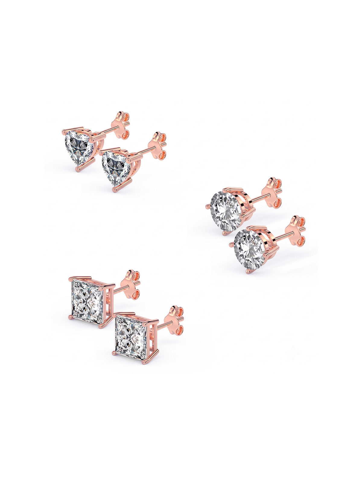 Rose Gold Stud Earring Set