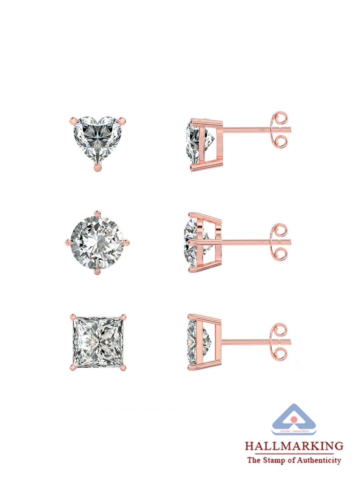 Rose Gold Stud Earring Set
