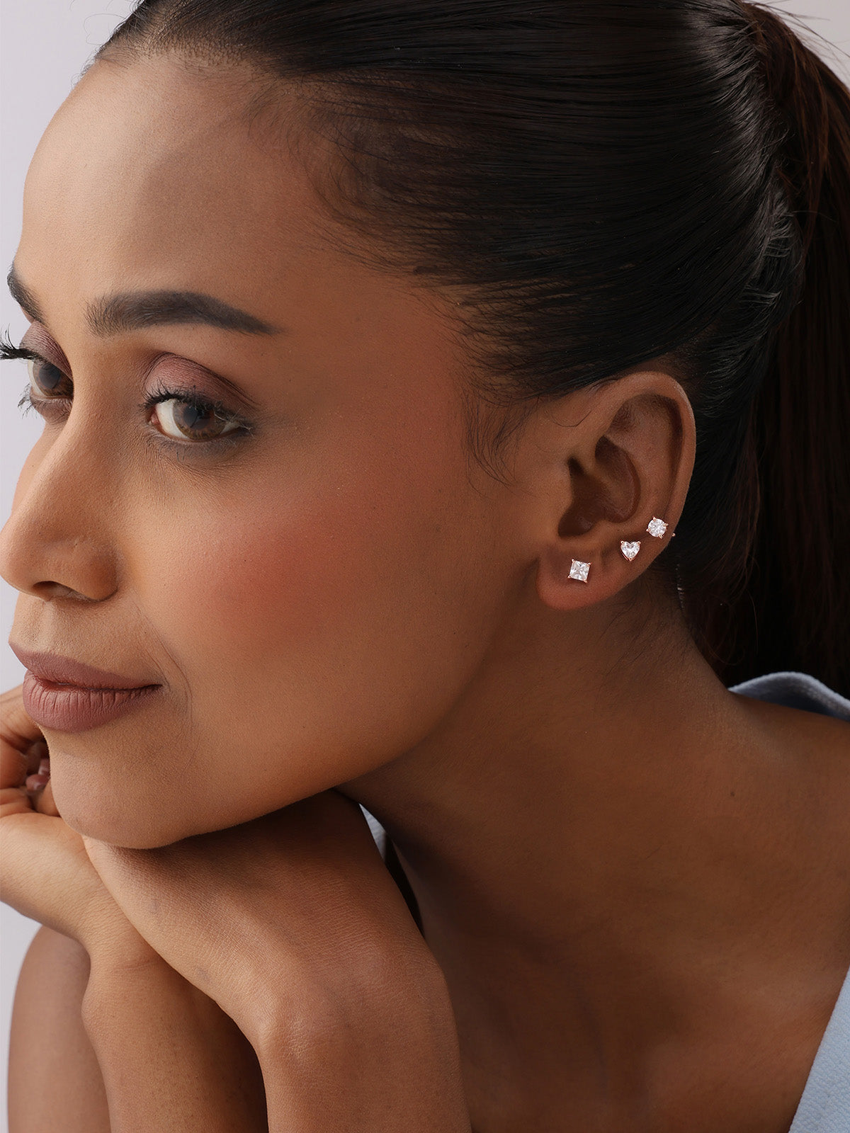 Rose Gold Stud Earring Set