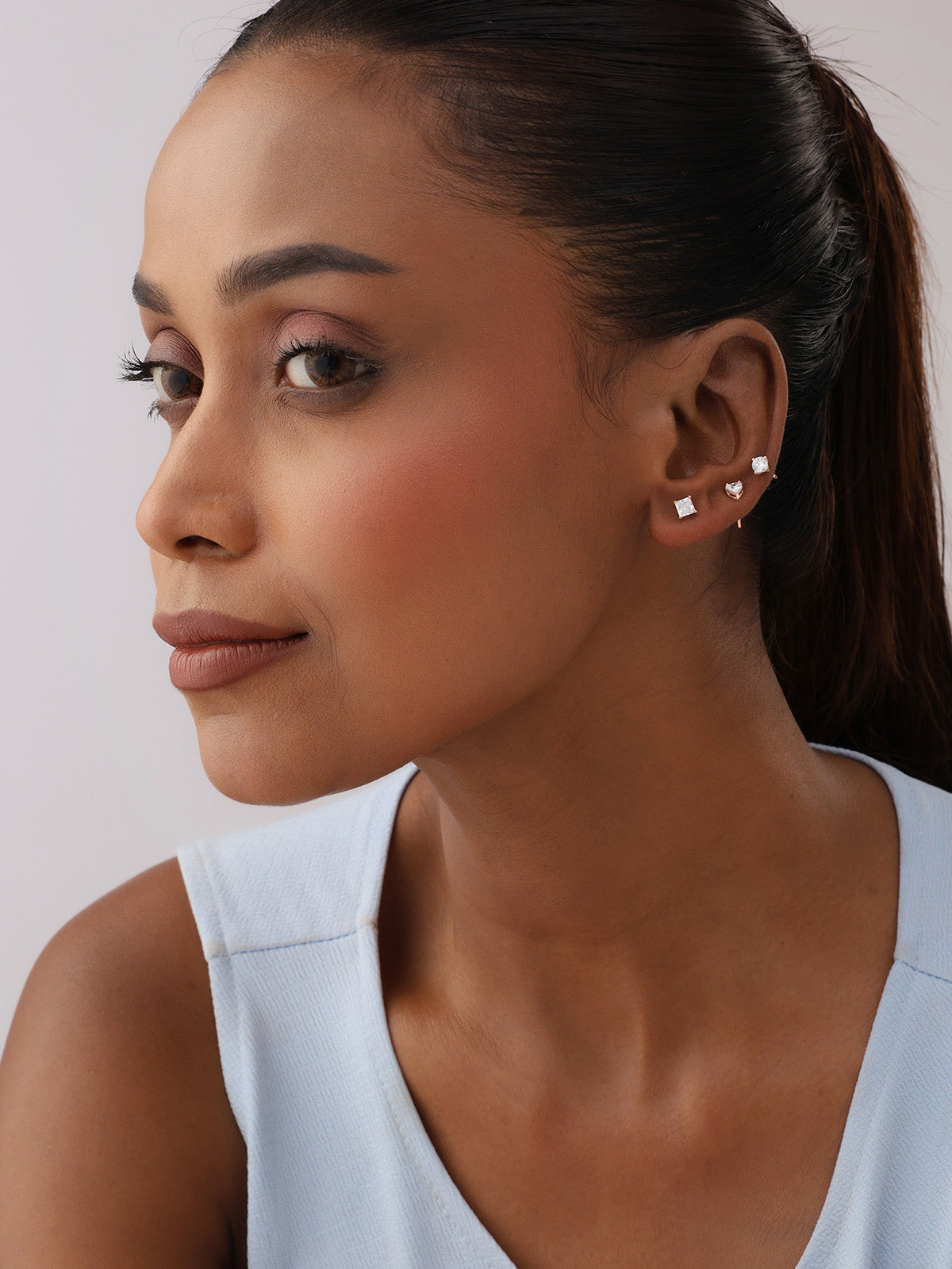 Rose Gold Stud Earring Set