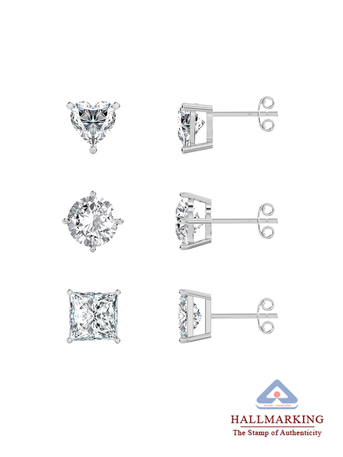Silver Stud Earring Set