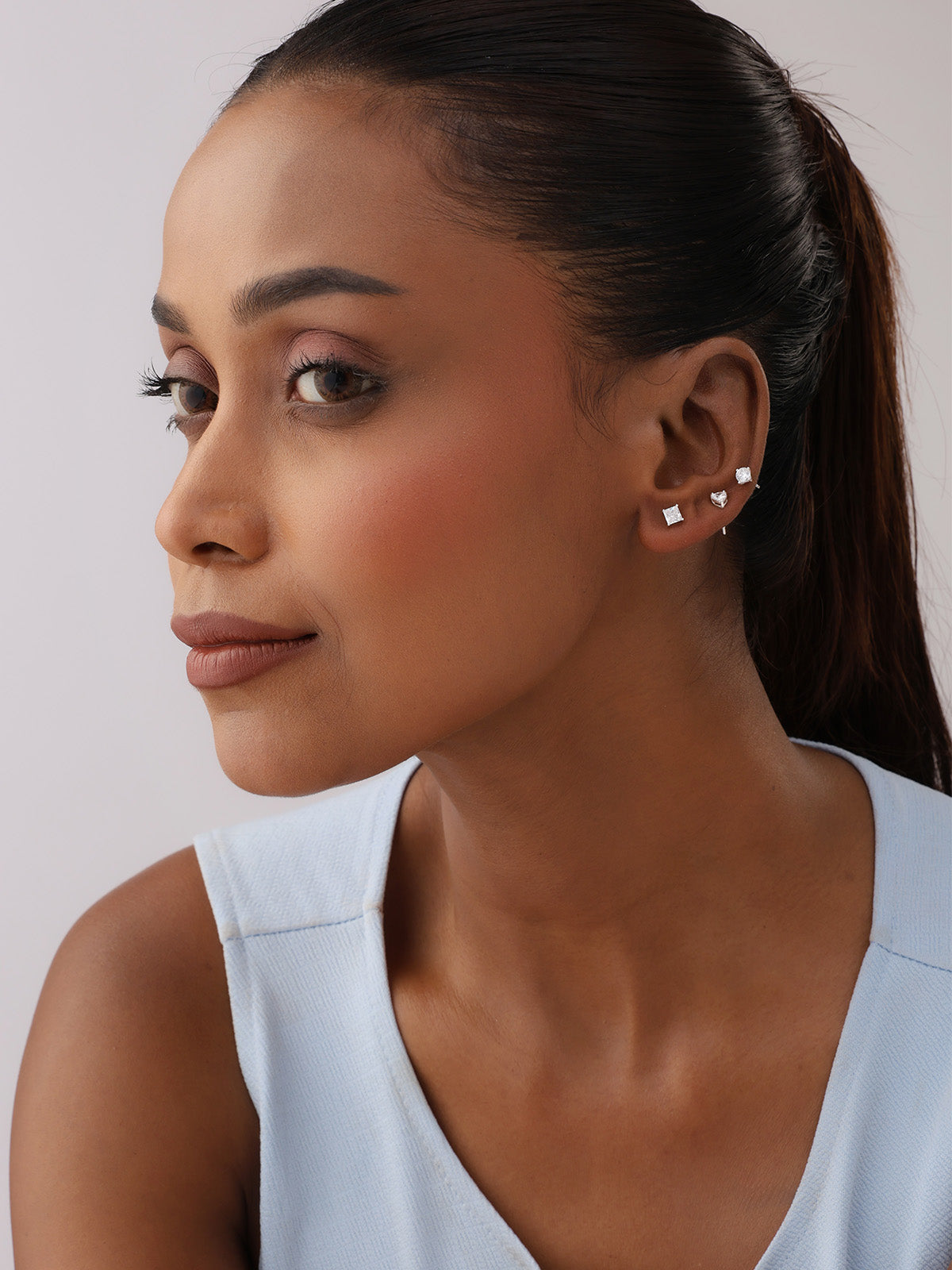 Silver Stud Earring Set