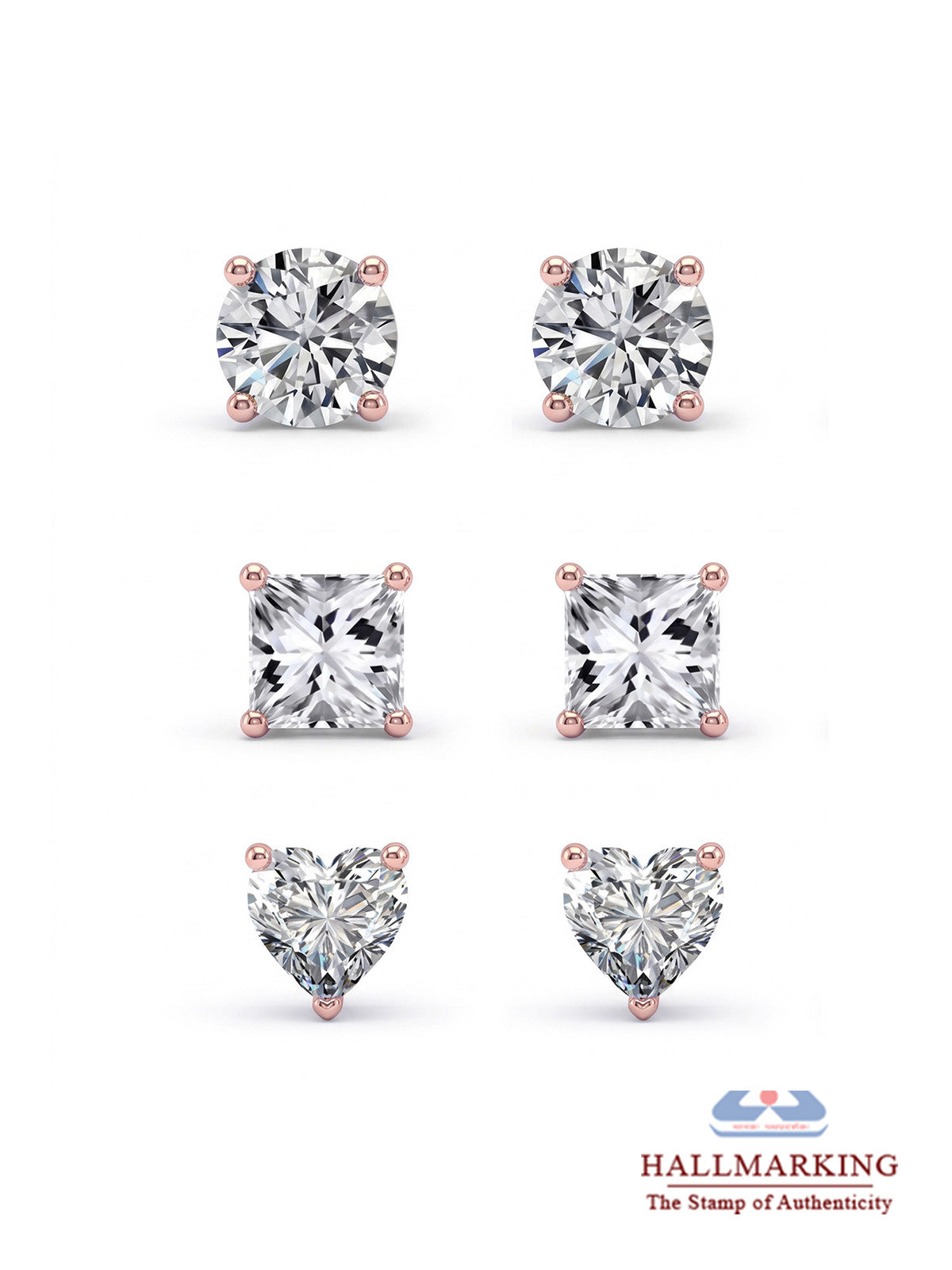 Rose Gold Stud Earring Set
