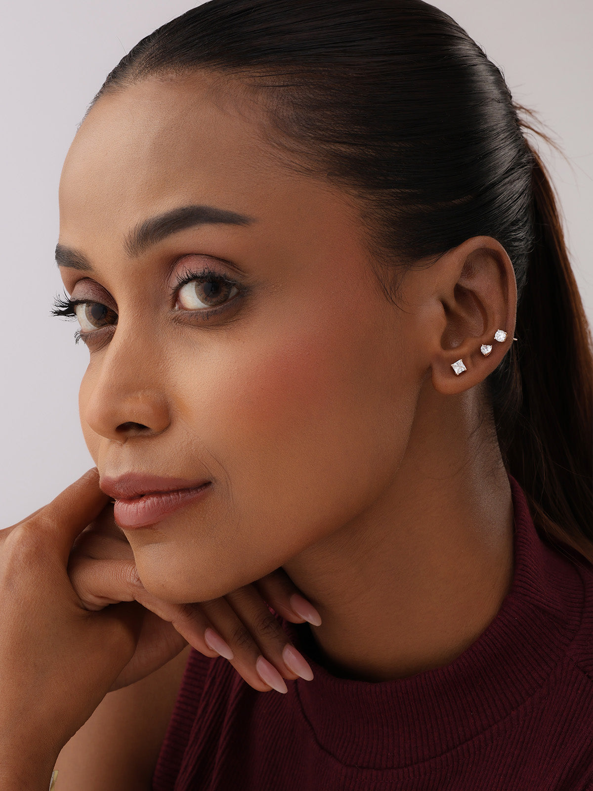 Rose Gold Stud Earring Set