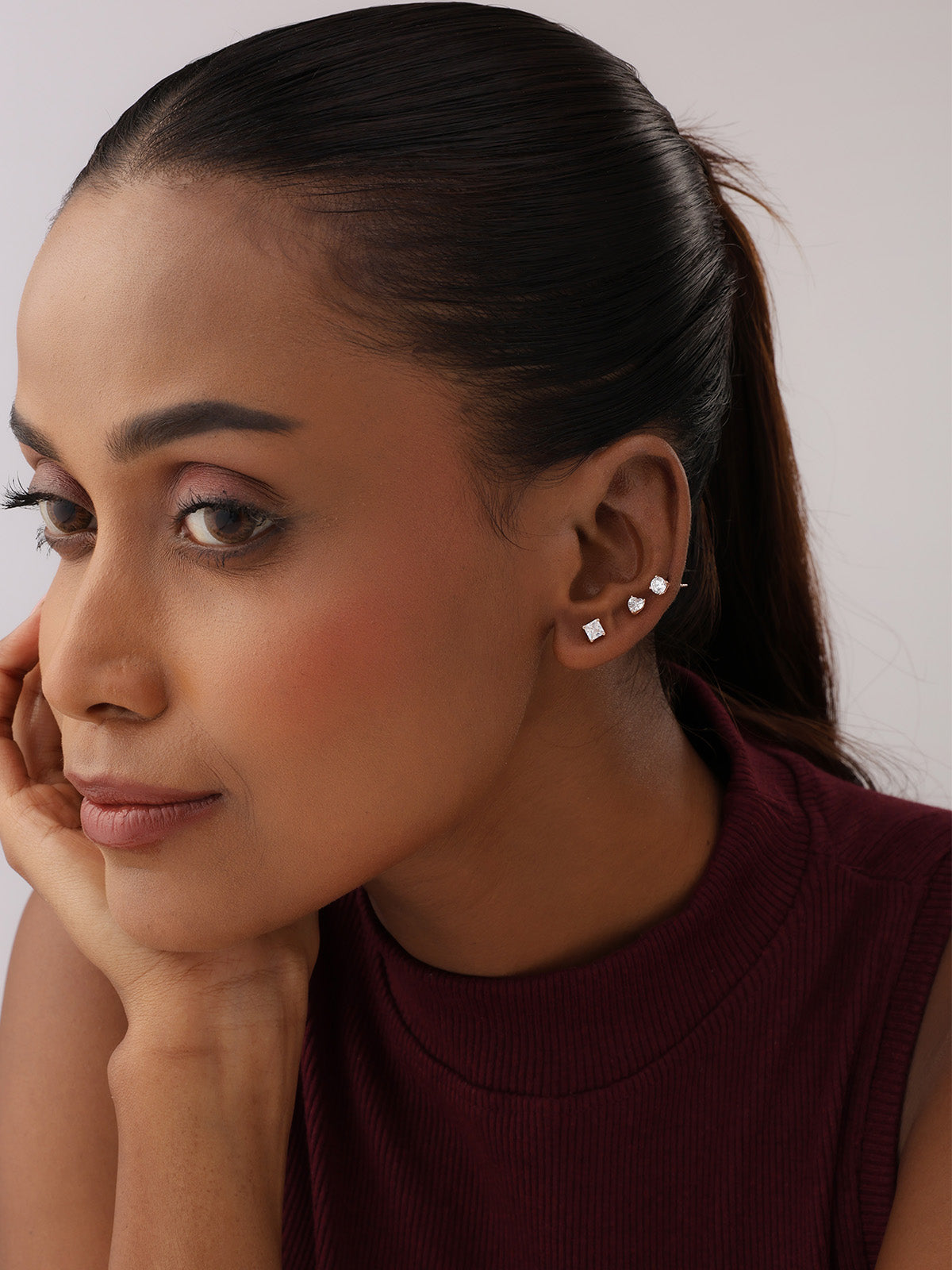 Rose Gold Stud Earring Set