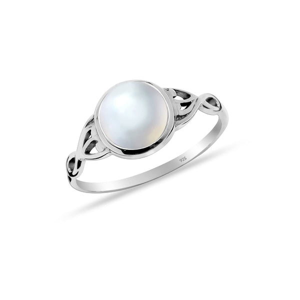 925 Sterling Silver Antique Victorian Style Solitaire Moonstone Finger Ring for Teens Women