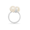 925 Sterling Silver Double Pearl Heart Design Finger Rings for Women