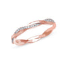 925 Sterling Silver 14K Rose-Gold Plated Cubic Zirconia Twisted Rope Eternity Band Statement Wedding Band Engagement Rings for Women
