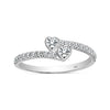925 Sterling Silver Cubic Zirconia Lightweight Italian Design Two Sparkling Hearts Cute Minimalist Ring for Women