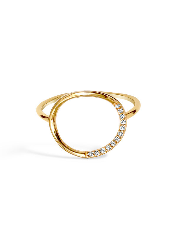 Nysa Studded Modern Gold Plated Finger Ring for Women