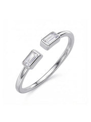 Celestia Silver Baguette Open Ring