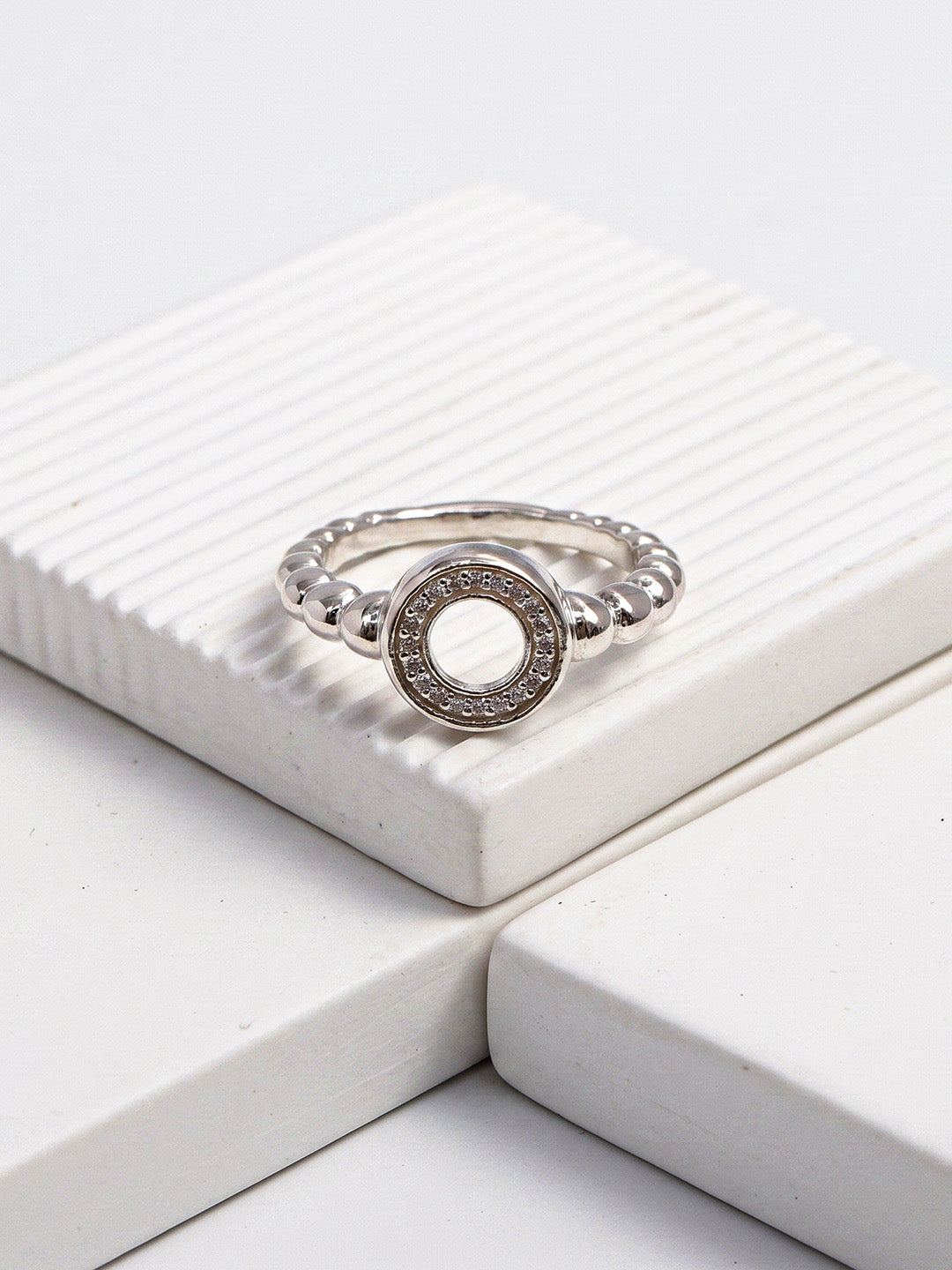 Pave CZ Caviar Bead Eternity Ring