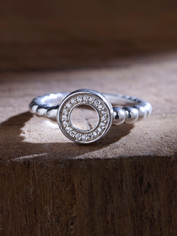 Pave CZ Caviar Bead Eternity Ring