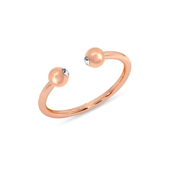 925 Sterling Silver Rose Gold Plated Infinite Elements Round Zirconia Adjustable Open Band Ring for Women