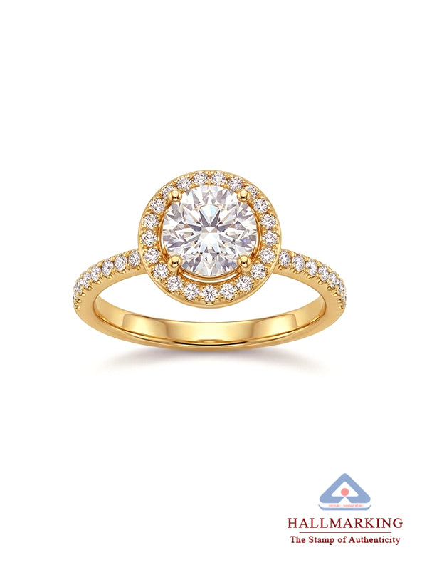 Premium halo 925 silver engagement ring for women