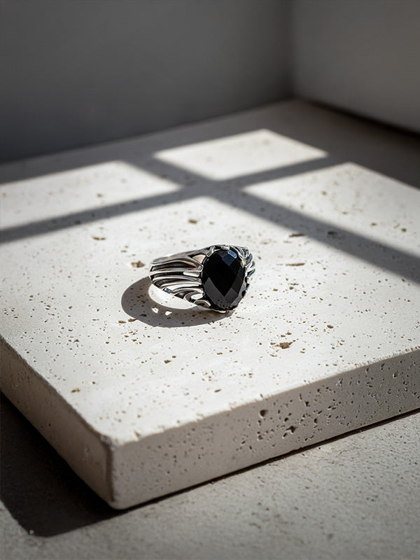 Antique Black Onyx Signet Ring for Men