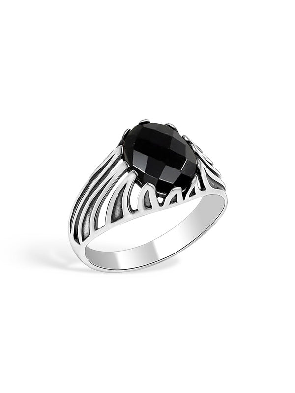 925 Sterling Silver Handmade Black Onyx Gemstone Signet Ring for Men