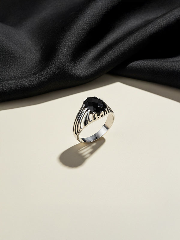 Antique Black Onyx Signet Ring for Men