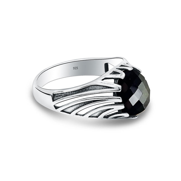 925 Sterling Silver Handmade Black Onyx Gemstone Signet Ring for Men