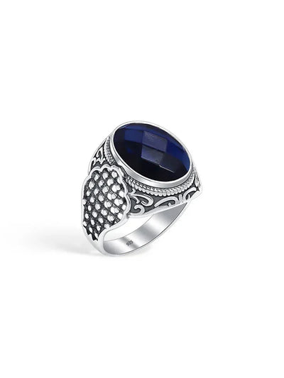 Zaffiro Antique Oval Sapphire Men's Ring