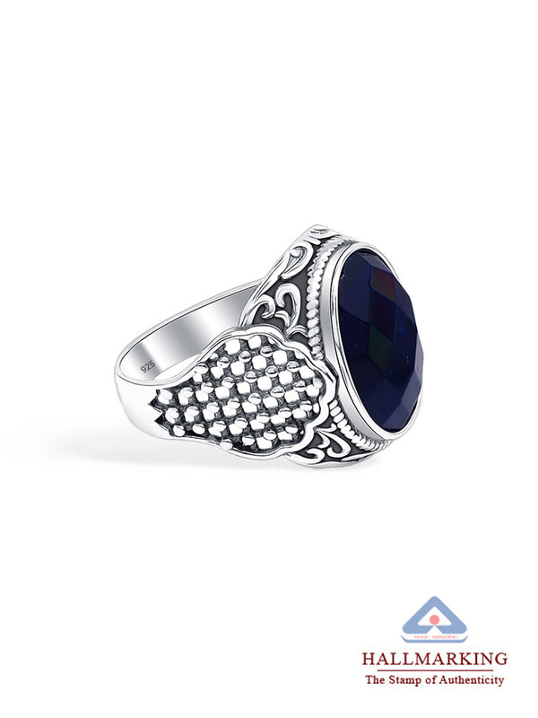 Antique Oval Blue Sapphire Ring for Men
