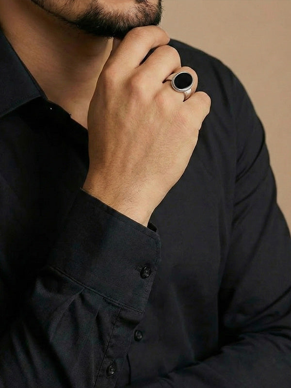 Vintage Handmade Black Onyx Signet Ring