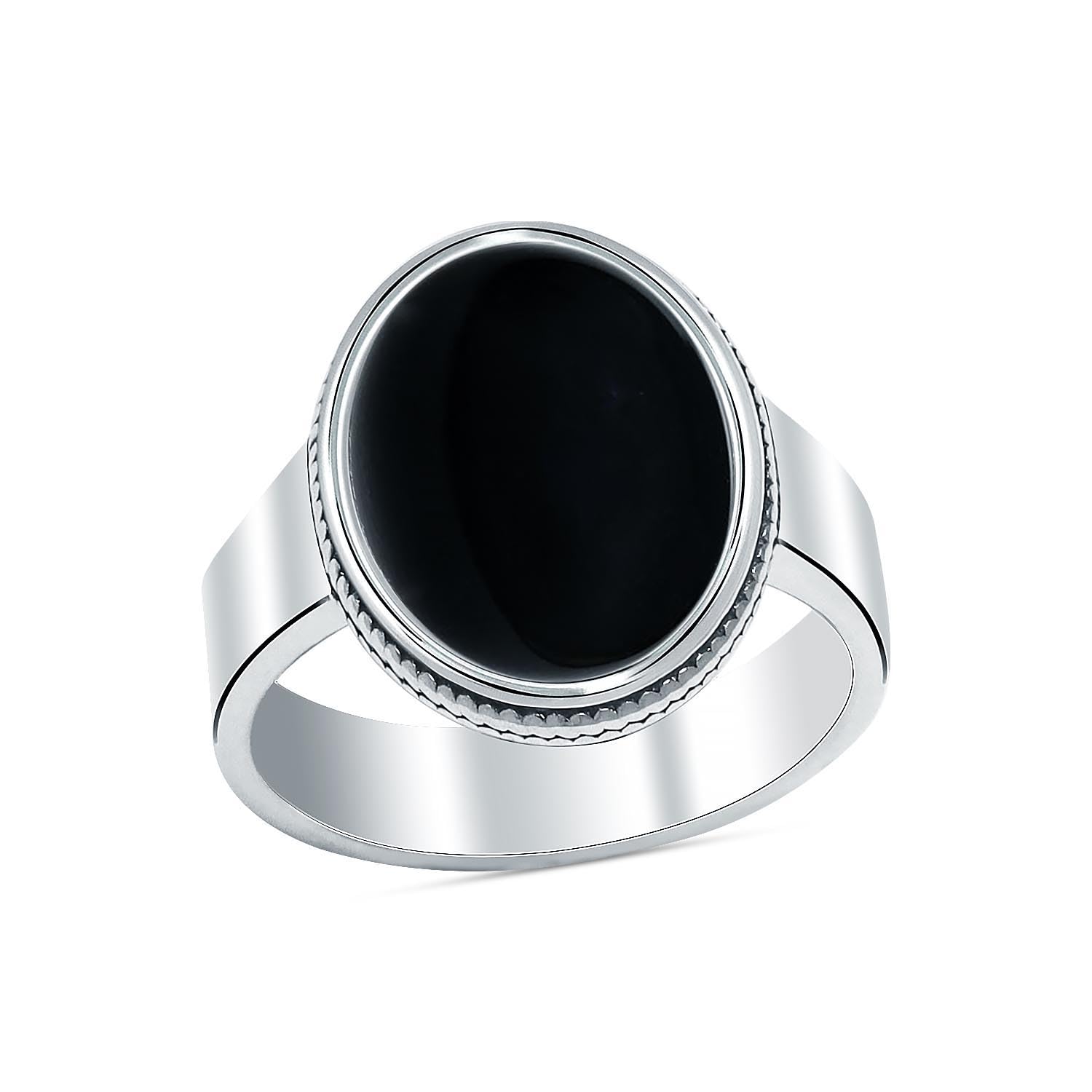 925 Sterling Silver Handmade Vintage Black Onyx Gemstone Signet Ring for Men