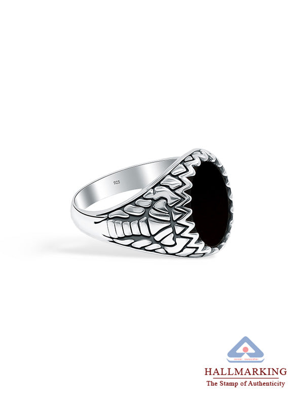 Handmade Antique Black Onyx Ring for Men
