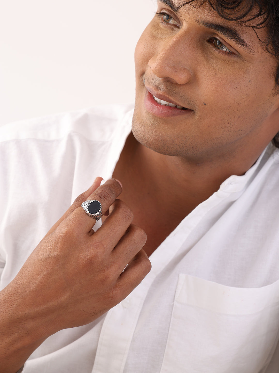 Handmade Antique Black Onyx Ring for Men