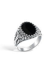 Handmade Antique Black Onyx Ring for Men