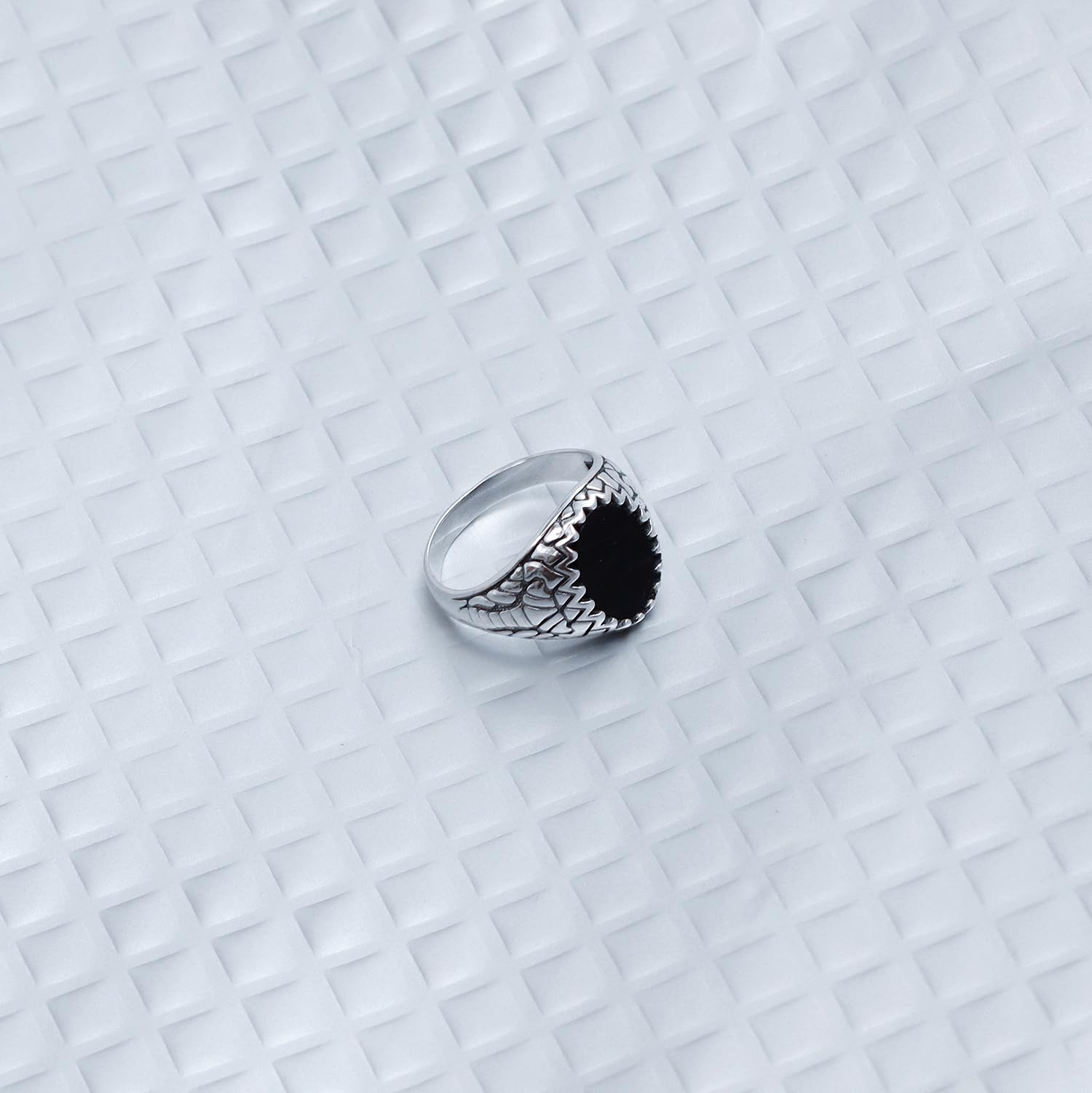 925 Sterling Silver Handmade Antique Black Onyx Stone Ring for Men