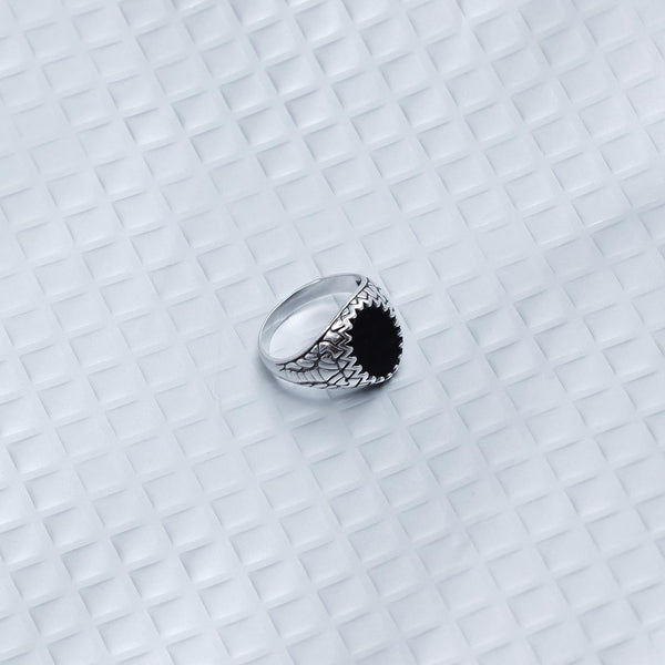 925 Sterling Silver Handmade Antique Black Onyx Stone Ring for Men