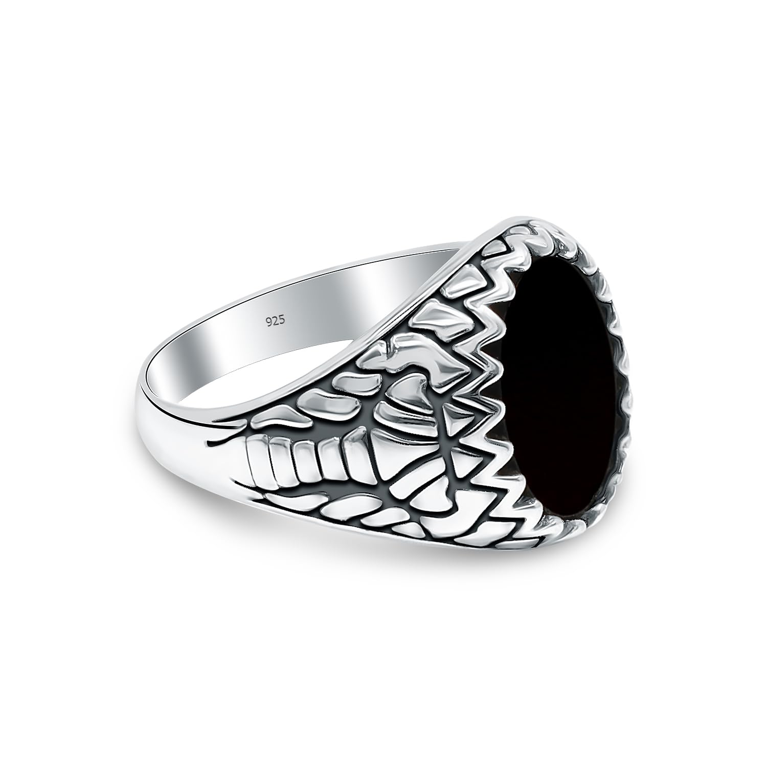 925 Sterling Silver Handmade Antique Black Onyx Stone Ring for Men