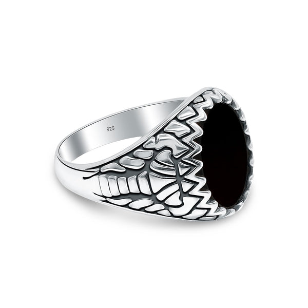 925 Sterling Silver Handmade Antique Black Onyx Stone Ring for Men