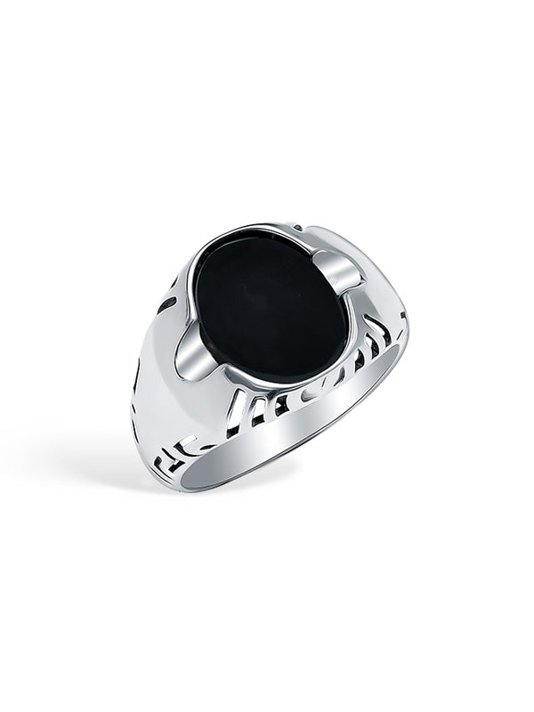 Vintage Round Black Onyx Signet Ring